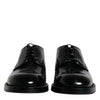 Dolce & Gabbana Black Leather Lace Up Men Derby Formal Shoes