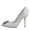 Dolce & Gabbana White Taormina Lace Crystal Heel Pumps Shoes