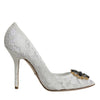 Dolce & Gabbana White Taormina Lace Crystal Heel Pumps Shoes