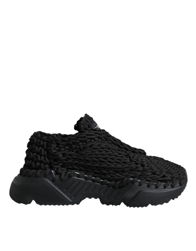 Dolce & Gabbana Black Knitted Daymaster Sneakers Shoes