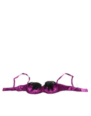 Purple Silk Underwired Balconette Bra Underwear