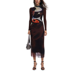 Brown Polyester Dress