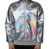 Dolce & Gabbana Silver Iridescent Full Zip Men Bomber Jacket