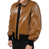 Dolce & Gabbana Brown Leather Full Zip Men Bomber Jacket