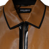 Dolce & Gabbana Brown Leather Full Zip Men Bomber Jacket