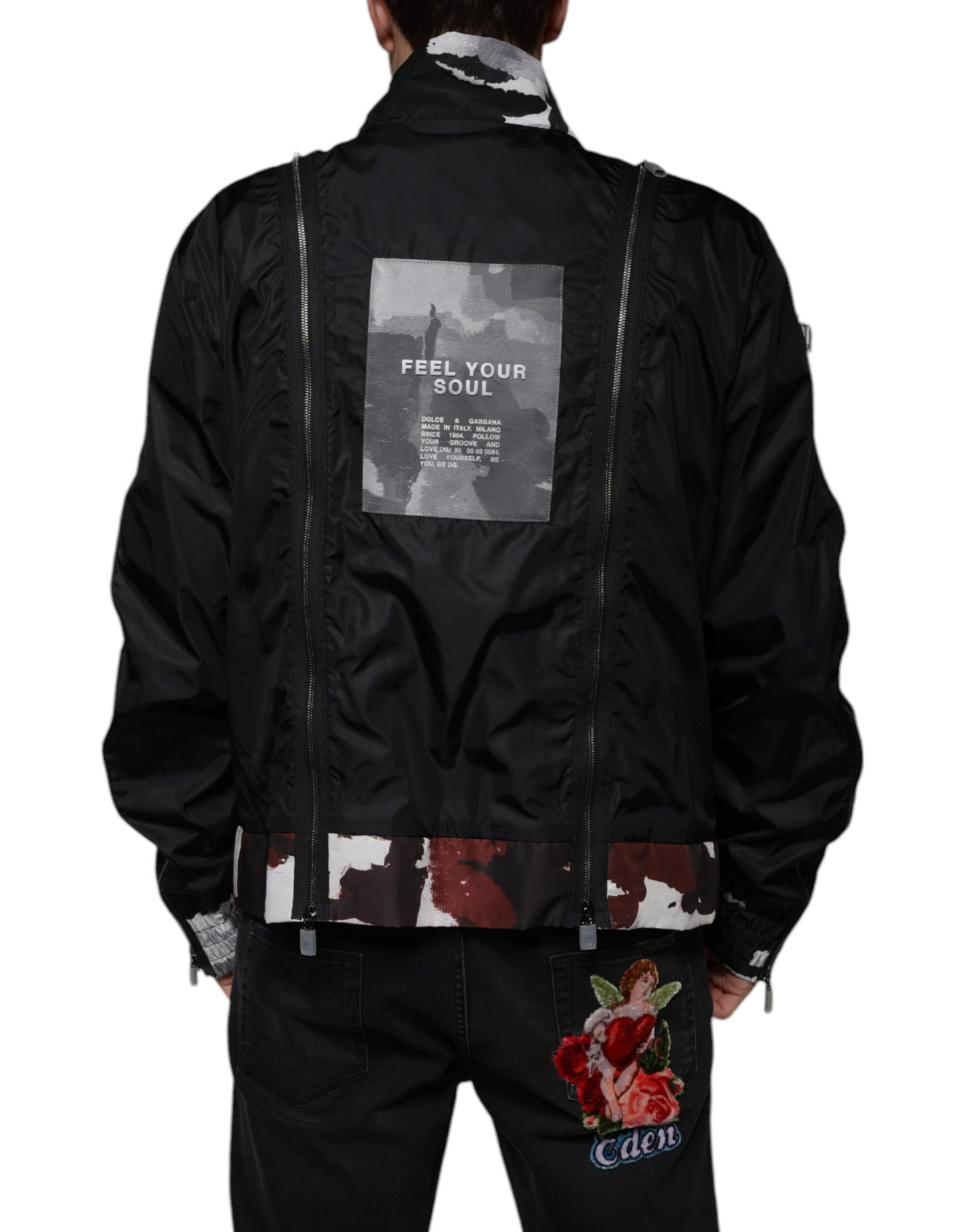 Dolce & Gabbana Black Nylon Full Zip Men Bomber Jacket