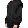 Dolce & Gabbana Black Viscose Full Zip Hooded Bomber Jacket