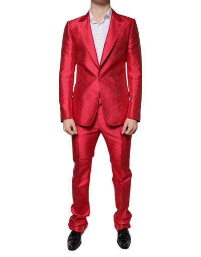 Dolce & Gabbana Red Polyester Single Breasted Formal Suit