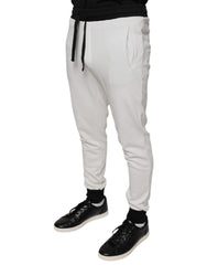 Dolce & Gabbana White Cotton Slim Men Jogger Sweatpants Pants