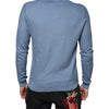 Dolce & Gabbana Sky Blue Silk Collared Men Pullover Sweater