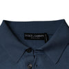 Dolce & Gabbana Sky Blue Silk Collared Men Pullover Sweater