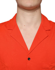 Orange Cotton Button Down Casual Polo Shirt