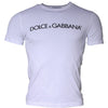 Dolce & Gabbana White Logo Print Cotton Crew Neck T-shirt