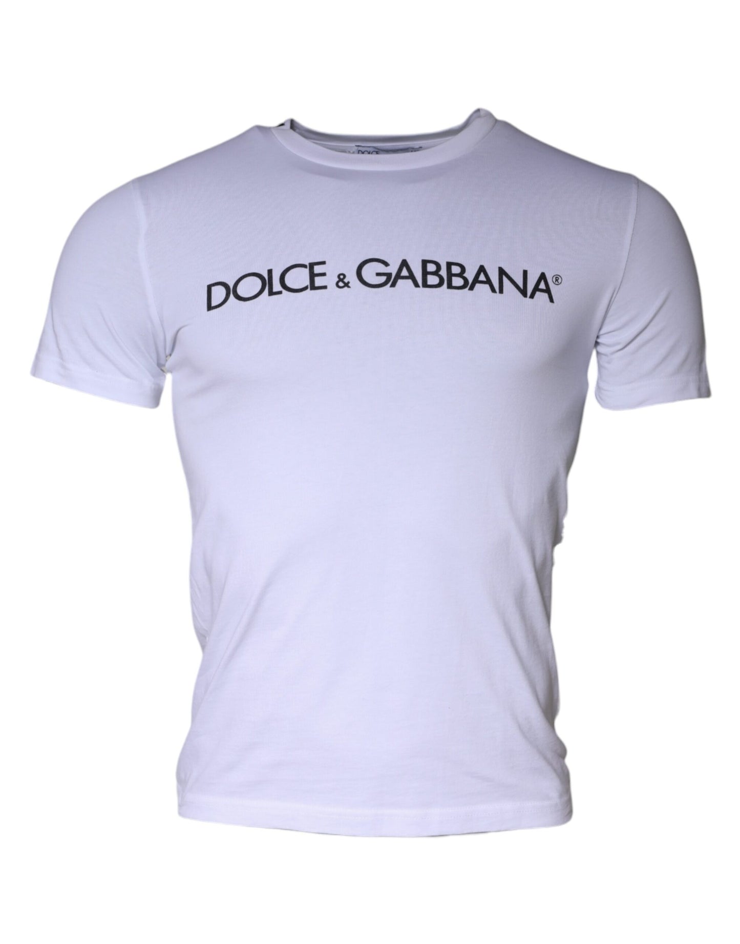 Dolce & Gabbana White Logo Print Cotton Crew Neck T-shirt