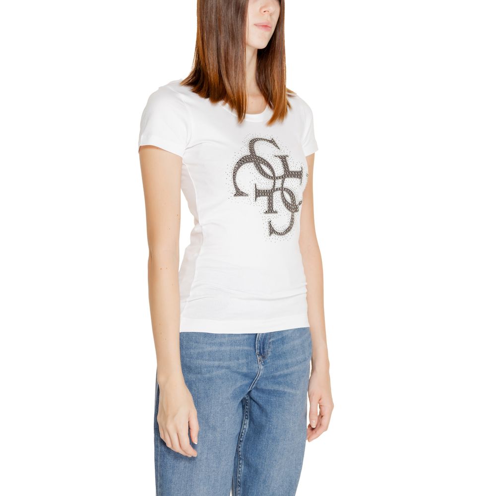 Guess White Cotton Tops & T-Shirt