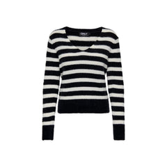 Black And White Polyester Sweater