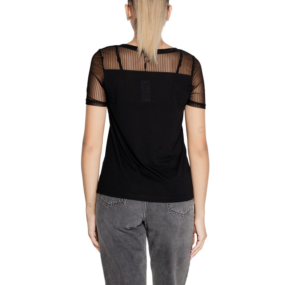 Jacqueline De Yong Black Cotton Tops & T-Shirt