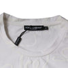 Dolce & Gabbana White Logo Print Cotton Crew Neck T-shirt