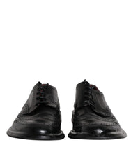 Black Leather Derby Wingtip Formal Shoes