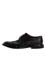 Black Leather Derby Wingtip Formal Shoes