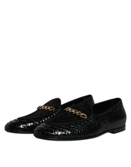 Black Exotic Leather Loafers Men Dress Shoes