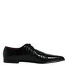 Dolce & Gabbana Black Exotic Leather Mens Derby Formal Shoes