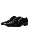 Dolce & Gabbana Black Leather Lace Up Men Derby Formal Shoes