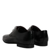 Dolce & Gabbana Black Leather Lace Up Men Derby Formal Shoes