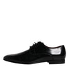 Dolce & Gabbana Black Leather Lace Up Men Derby Formal Shoes