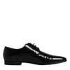 Dolce & Gabbana Black Leather Lace Up Men Derby Formal Shoes