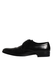 Black Leather Lace Up Men Derby Formal Shoes