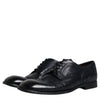 Dolce & Gabbana Blue Leather Derby Wingtip Formal Shoes