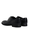 Dolce & Gabbana Blue Leather Derby Wingtip Formal Shoes