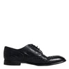 Dolce & Gabbana Blue Leather Derby Wingtip Formal Shoes