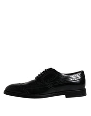 Black Leather Derby Wingtip Formal Shoes