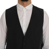 Dolce & Gabbana Elegant Gray Striped Men's Waistcoat Vest