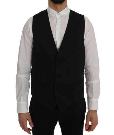 Dolce & Gabbana Sleek Black Single-Breasted Waistcoat