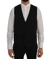 Sleek Black Single-Breasted Waistcoat