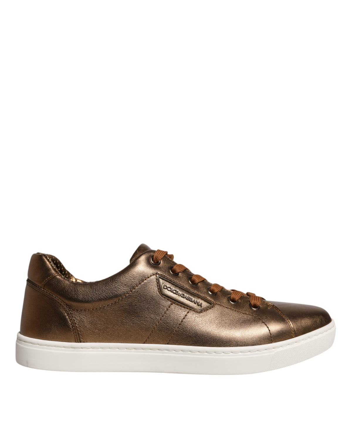 Dolce & Gabbana Gold Leather Logo London Men Sneaker Shoes