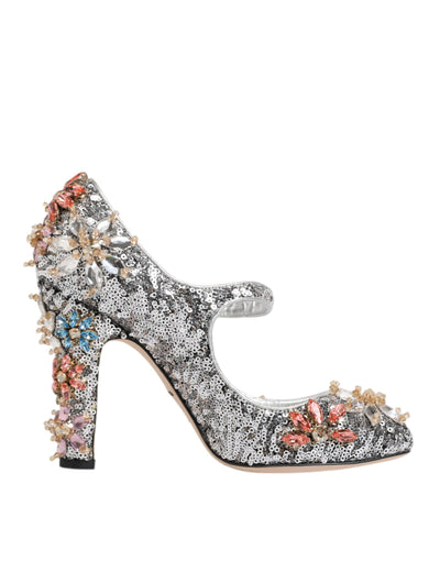 Dolce & Gabbana Silver Sequin Embellished Heels Pumps Shoes