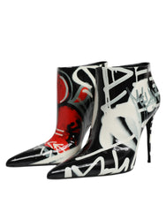 Dolce & Gabbana Multicolor Graffiti Ankle Boots Heels Shoes