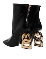 Dolce & Gabbana Black Jackie Leather Mid Calf Boots Shoes