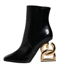 Dolce & Gabbana Black Jackie Leather Mid Calf Boots Shoes