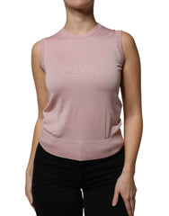 Dolce & Gabbana Pink Cashmere Knitted Sleeveless Tank Top