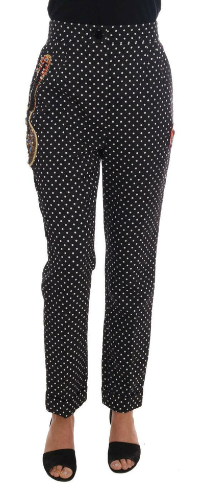 Dolce & Gabbana Elegant Polka Dot Embellished Trousers