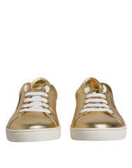 Dolce & Gabbana Gold Leather Logo London Men Sneakers Shoes