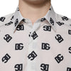 Dolce & Gabbana White Logo Monogram Cotton GOLD Dress Shirt