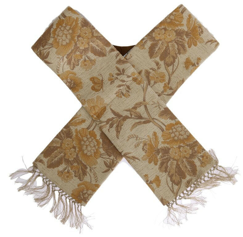 Dolce & Gabbana Elegant Beige Gold Jacquard Stole Scarf