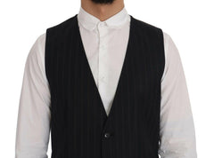 Elegant Striped Wool Blend Vest Waistcoat