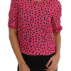 Dolce & Gabbana Chic Pink Polka Dotted Silk Blouse